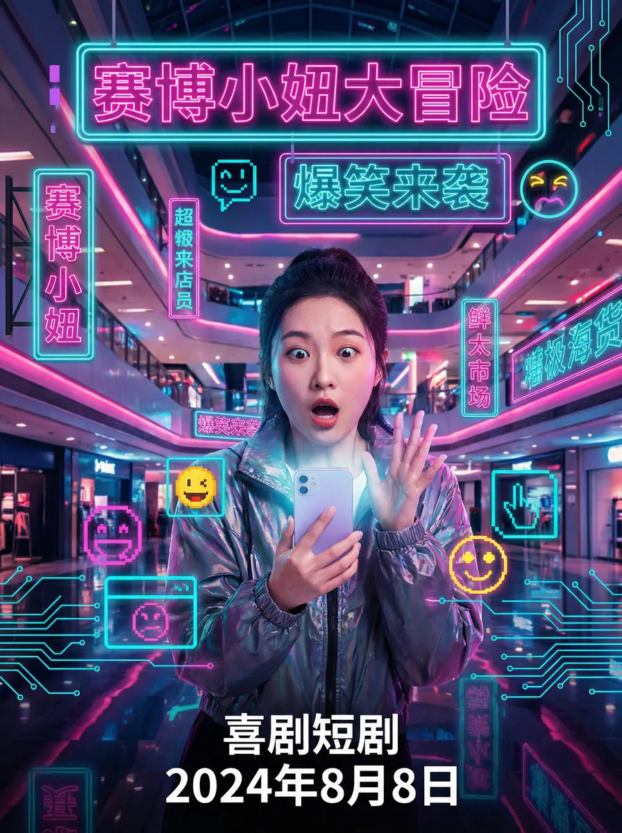你看你把水弄得到处都是 搞笑喜剧短剧 - 赛博小妞大冒险海报